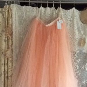 Long peach tulle skirt